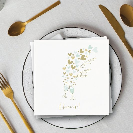 Aqua Champagne Cheers Verlobung Wedding Party Serviette