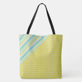Aqua Chartreuse Trendy Dots Girly Name Monogram Tasche (Rückseite)