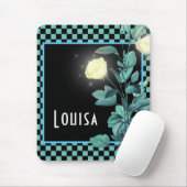 Aqua Checkerboard Floral Personalisiert Mousepad (Mit Mouse)