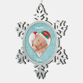 Aqua Chenille Heart Shape Foto Frame Template Schneeflocken Zinn-Ornament (Rechts)