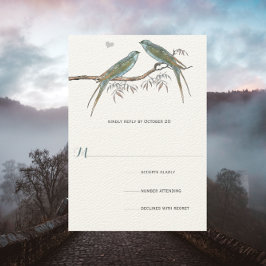 Aqua Cherry Blossom Vintag Bird Hochzeiten RSVP Karte