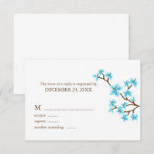 Aqua Cherry blüht Hochzeitskarten RSVP Karte (Vorne/Hinten)