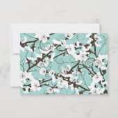 Aqua Cherry Blüten Chic Asian Wedding Empfang Einladung (Rückseite)