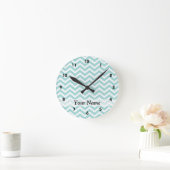 Aqua chevron pattern runde wanduhr (Zuhause)