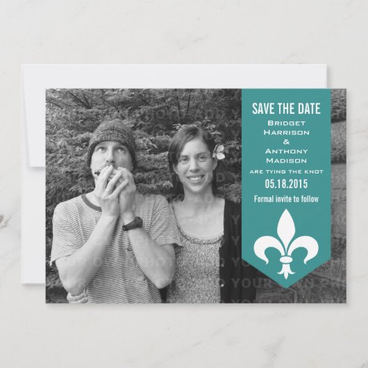 Aqua Chic Blühe Banner Save the Date einladen (Vorderseite)