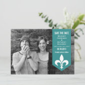 Aqua Chic Blühe Banner Save the Date einladen (Stehend Vorderseite)