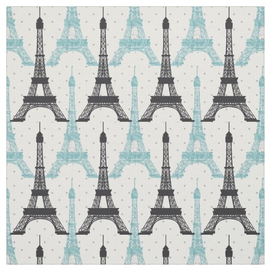 Aqua Chic Eiffel Tower Pattern Stoff (Muster)