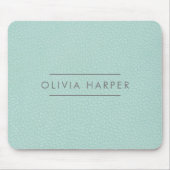 Aqua Chic | Minimaler Lederschau Mousepad (Vorne)