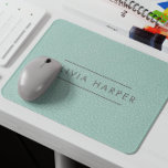 Aqua Chic | Minimaler Lederschau Mousepad<br><div class="desc">Elegante und minimale Maus-Pad oder feminine Geschäfte, Shop oder andere Geschäfte bieten eine grüne blaue Aqua Leder-Textur mit raffinierter Typografie in trendiger Kupferfarbe. Ein raffiniertes und stilvolles Accessoire, das Ihrem Arbeitsbereich eine Touch Eleganz verleiht. Bitte beachten Sie: Leder ist ein Druckeffekt. Überraschen Sie mit diesem personalisierten und stilvollen Mauspad jemanden...</div>