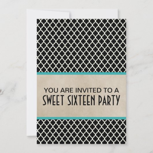 Aqua Chic Quarto Sweet 16 Einladung (Vorderseite)