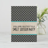 Aqua Chic Quarto Sweet 16 Einladung (Stehend Vorderseite)