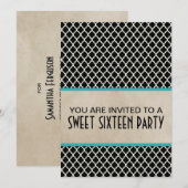 Aqua Chic Quarto Sweet 16 Einladung (Vorne/Hinten)