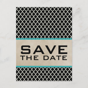 Aqua Chic Quatrefolie Save the Date Postkarte