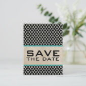 Aqua Chic Quatrefolie Save the Date Postkarte (Stehend Vorderseite)