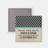 Aqua Chic Quatrefolie Speichern Sie das Date Magne Magnet (Vorderseite/Rückseite)
