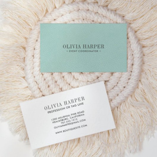 AQUA Chic | Schlichter eleganter Lederlook Visitenkarte