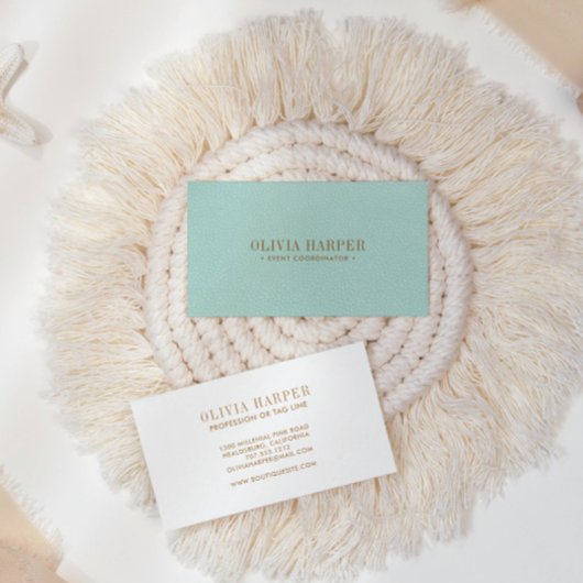 AQUA Chic | Schlichter eleganter Lederlook Visitenkarte