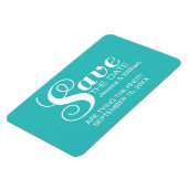 Aqua Chic Typografy Save the Date Magnet (Linke Seite)