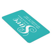 Aqua Chic Typografy Save the Date Magnet (Rechte Seite)
