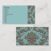 Aqua Chocolate Damask individuell anpassbar Visitenkarte (Vorne/Hinten)