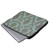 Aqua Chocolate Damask Laptopschutzhülle (Vorne Knopf)
