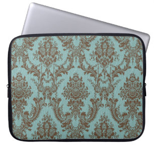 Aqua Chocolate Damask Laptopschutzhülle