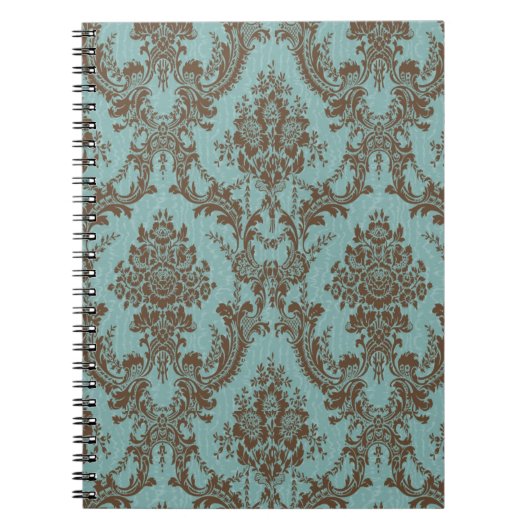 Aqua Chocolate Damask Notizblock (Vorderseite)