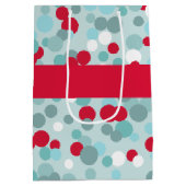 Aqua Christmas Dots Geschenktasche Mittlere Geschenktüte (Rückseite)