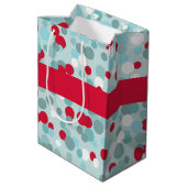 Aqua Christmas Dots Geschenktasche Mittlere Geschenktüte (Rückseite Schrägansicht)