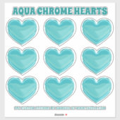 Aqua Chrome Hearts Aufkleber (Blatt)