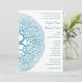 Aqua Circle of Liebe Tree Wedding Einladung (Stehend Vorderseite)