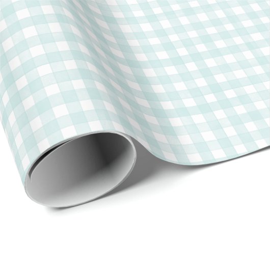 Aqua Classic Gingham Geschenkpapier (Rolleneckpunkt)