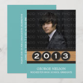 Aqua Classy Keys Abschluss Einladung (Vorne/Hinten)