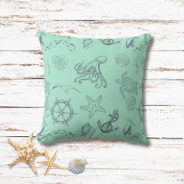 Aqua Coastal Sea Life Kissen