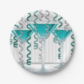 Aqua-Cocktail und -Band Pappteller (Vorderseite)