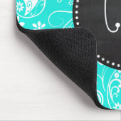Aqua Color Paisley, Floral; Retro Chalkboard Mousepad (Ecke)