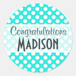 Aqua Color Polka Dots Runder Aufkleber
