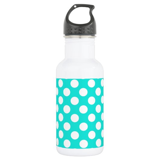 Aqua Color Polka Dots Trinkflasche (Vorderseite)