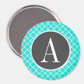Aqua Color Turquoise Quatrefoil Magnet (Vorderseite/Rückseite)
