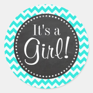 Aqua Color Zickzack; Vintager Chalkboard-Look Runder Aufkleber