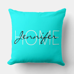 Aqua color Zuhause monogram Kissen