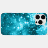 Aqua Colored Stars Case-Mate iPhone Hülle (Rückseite (Horizontal))
