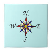 Aqua Compass Rose Fliese (Vorderseite)
