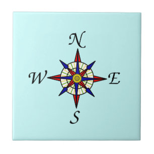 Aqua Compass Rose Fliese