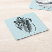 Aqua Conch Muschel Rechteckiger Pappuntersetzer (angewinkelt)