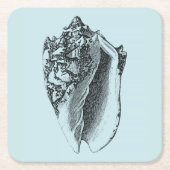 Aqua Conch Muschel Rechteckiger Pappuntersetzer (Vorderseite)