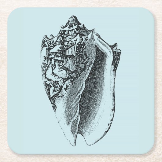 Aqua Conch Muschel Rechteckiger Pappuntersetzer (Vorderseite)