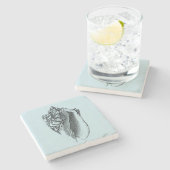 Aqua Conch Muschel Steinuntersetzer (Seitenansicht)