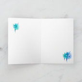 Aqua Conch Muschel Wave-Silhouette Aquarellfarbe Dankeskarte (Innenseite)