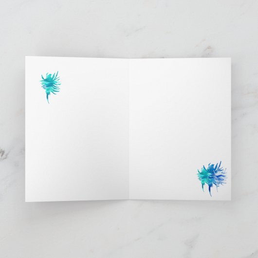 Aqua Conch Muschel Wave-Silhouette Aquarellfarbe Dankeskarte (Innenseite)